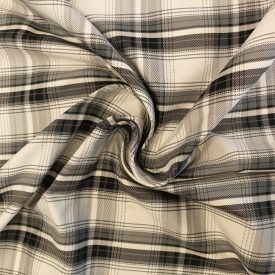   Vízlepergető technikai szövet fehér, fekete, szürke kockás 150 cm