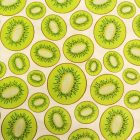 Mintás pamut vászon kiwizöld / fehér / barna kiwi minta 136 cm széles