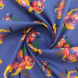   Mintás pamut vászon pink / sárga / kék / zöld bohócos minta 138 cm széles