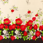 Mintás georgette muszlin fehér / piros / zöld / fekete pipacs minta 150 cm széles