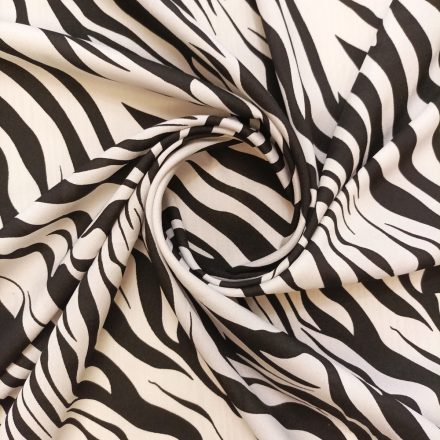 Mintás könnyű krepp jersey fekete / fehér zebra minta 148 - 150 cm széles