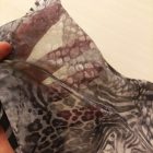 Mintás muszlin szürke / fekete / fehér ocelot minta 150 cm széles