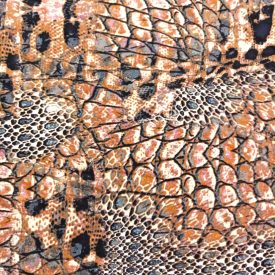   Mintás flokon barna / kék / fekete / nyers krokodilbőr minta 140 cm széles