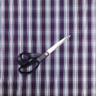 Mintás rugalmas puplin fehér / lila / fekete / zöld kockás 140 - 142 cm széles