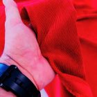 Egyszínű kordbársony sötétpiros 145 cm széles