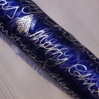 Organza kék / ezüst ünnepi minta 150 cm széles