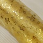 Organza aranysárga / arany / ünnepi / csillag minta 150 cm széles
