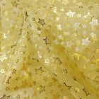 Organza aranysárga / arany / ünnepi / csillag minta 150 cm széles