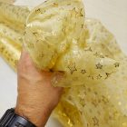 Organza aranysárga / arany / ünnepi / csillag minta 150 cm széles