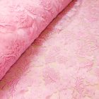 Csipke 3 dimenziós rózsaszín virág mintás 150 cm széles