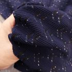 Mintás vastag kötött kék lurexes minta 160 cm széles